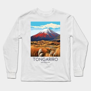 A Pop Art Travel Print of Tongariro National Park - New Zealand Long Sleeve T-Shirt